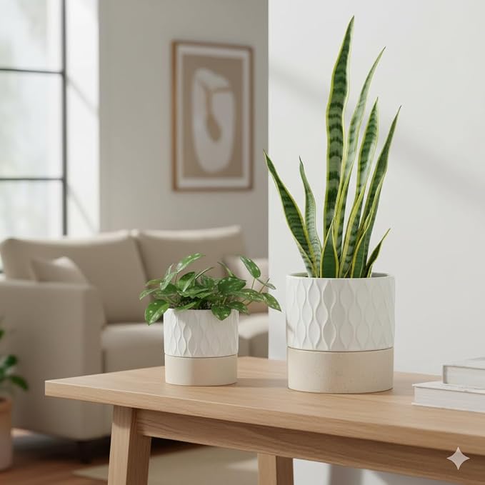 Nihow Self Watering Plant Pot for Indoor Plants: 6 Inch Ceramic Planter - Image 8