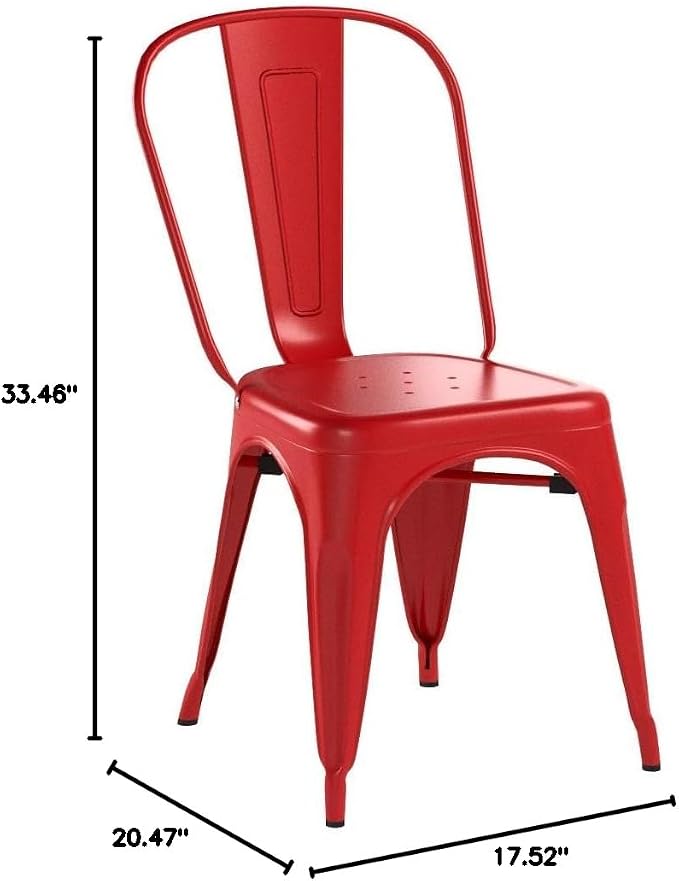 FDW Metal Dining Chairs Set of 4 Indoor Outdoor Chairs Patio Chairs Kitchen - Image 3