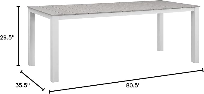 Modway EEI-1509-WHI-LGR Maine White Light Gray 80" Outdoor Patio Dining Table - Image 2