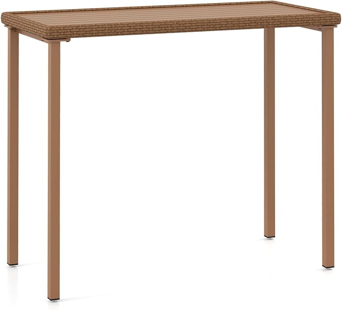 Tangkula Patio Bar Table, Heavy Duty Rectangle Metal Frame 48 Inches Outdoor - Image 8