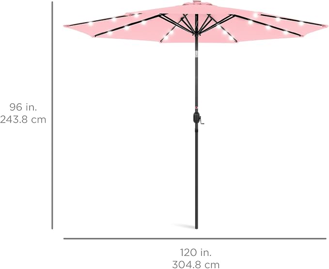 Best Choice Products 10ft Solar Polyester LED Lighted Patio Umbrella w/Tilt - Image 7