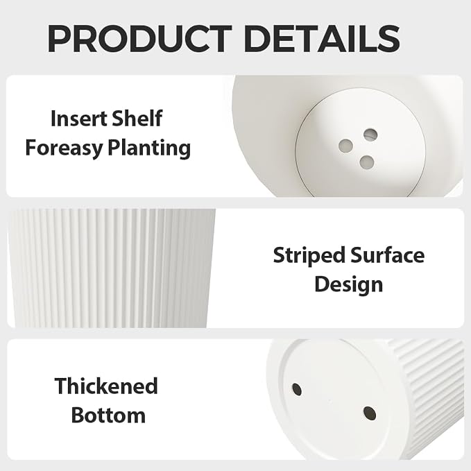 23.6" Tall Planters for Outdoor Plants, Large Outdoor Planters for Front Porch - Image 3