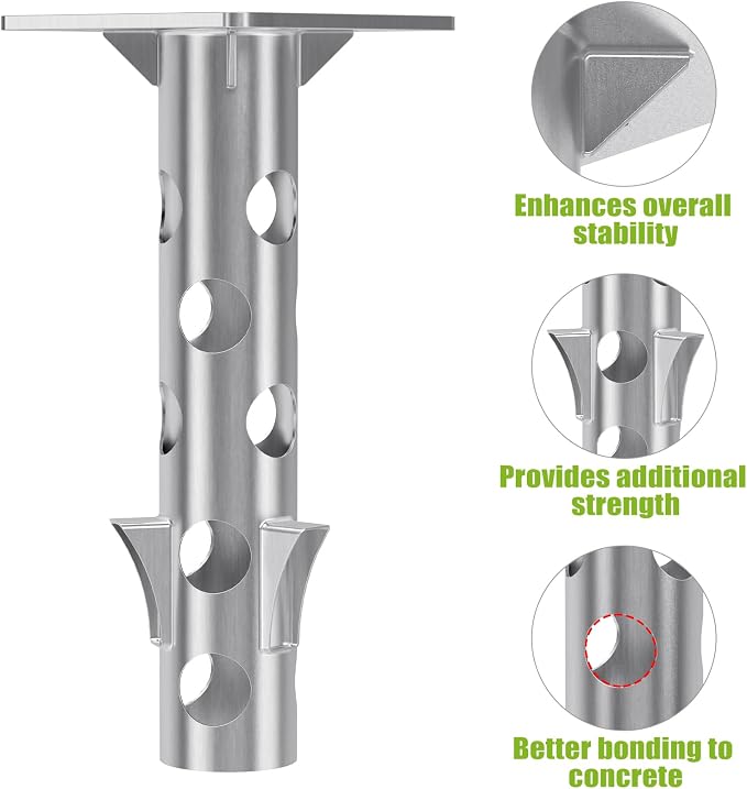 Universal In-Ground Umbrella Base, Rust-Resistant Steel Concrete Holder - Image 5