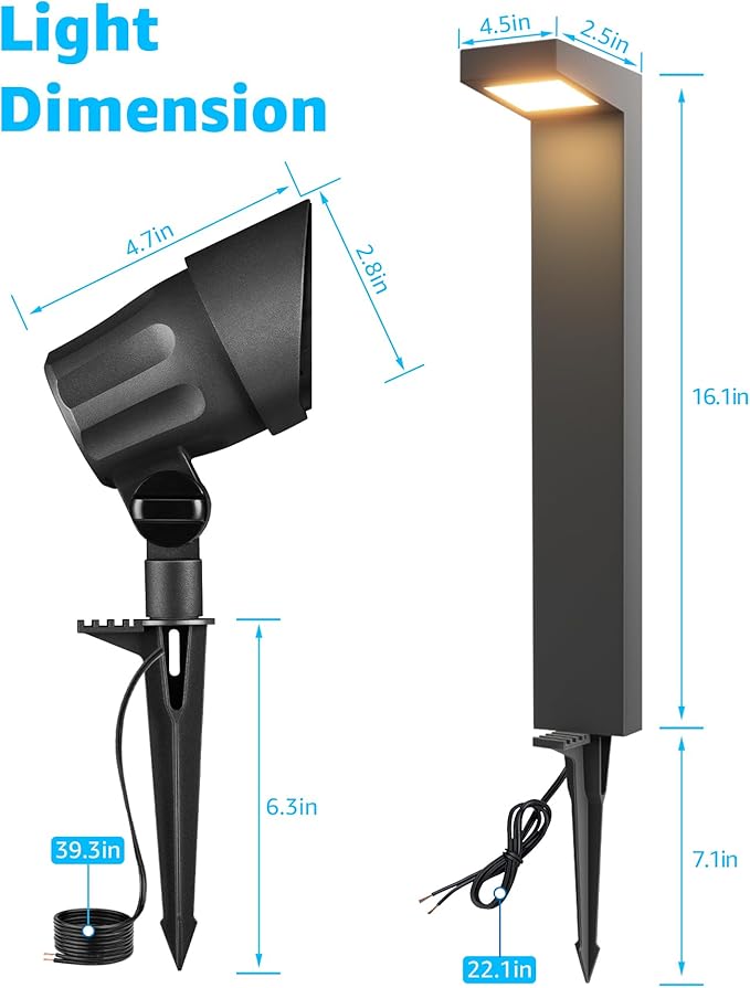 SUNVIE LED Low Voltage Landscape Lighting Kit 12V-24V Aluminum Low Voltage - Image 8