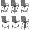 Patio Swivel Bar Stools Set of 6, Outdoor Bar Height Swivel Chairs by STRPRETTYBASIC