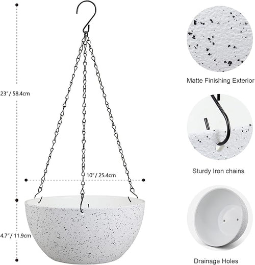 10 inch Hanging Planters for Indoor Outdoor Plants, 2 Pack Hanging Flower Pots - Image 2