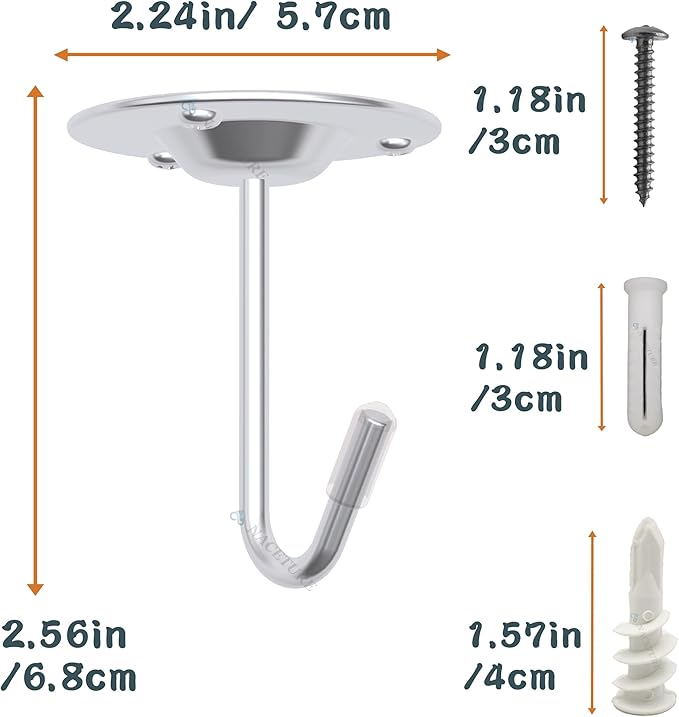 NACETURE Ceiling Hooks for Hanging Plants 3 Pack - Image 5