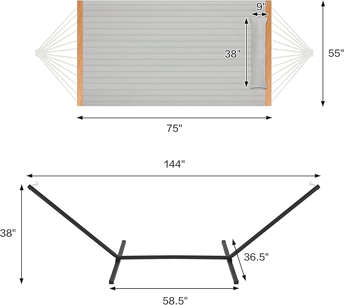 Two Person Hammock with Stand for Outside Heavy Duty, Outdoor Patio Hammock - Image 4