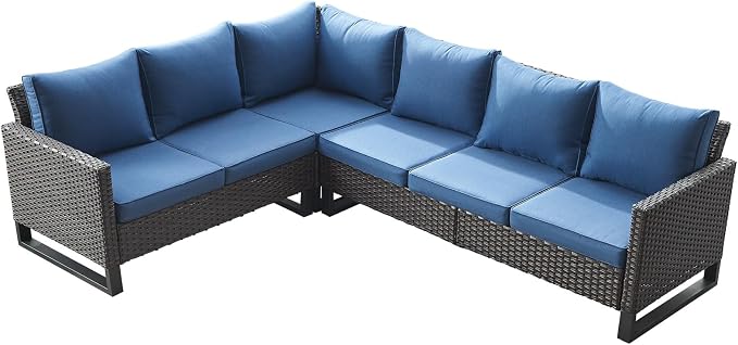 Belord Outdoor Sectional Sofa 6 Seater L Shaped Couch Wicker Patio Conversation by Belord