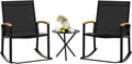 Shintenchi 3 Piece Outdoor Rocking Bistro Set, Textilene Fabric Small Patio by Shintenchi