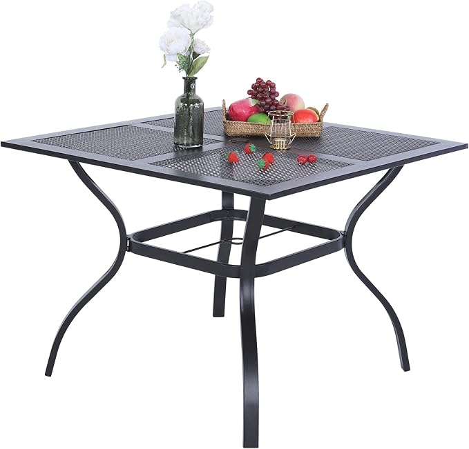 PHI VILLA 37 Inch Outdoor Dining Table Metal Steel Mesh Patio Dining Table by PHIVILLAThepioneerofcomfortablehouseholdsupplies