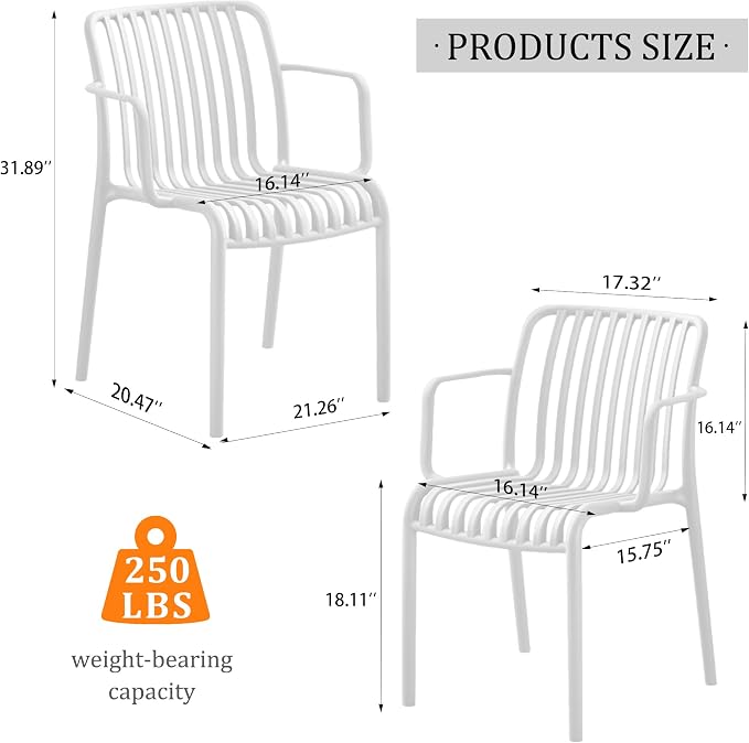 Patio Dining Chairs Set of 4, All-Weather Outdoor and Indoor Stackable Chairs - Image 2