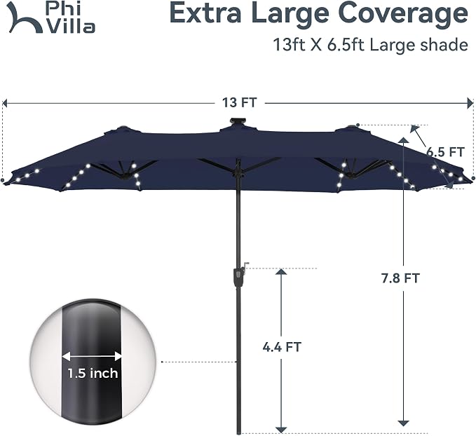 PHI VILLA 13ft Patio Umbrella - Image 6