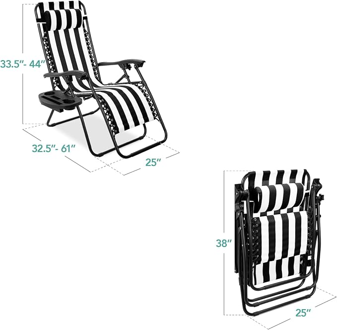 Best Choice Products Set of 2 Adjustable Steel Mesh Zero Gravity Lounge Chair - Image 2