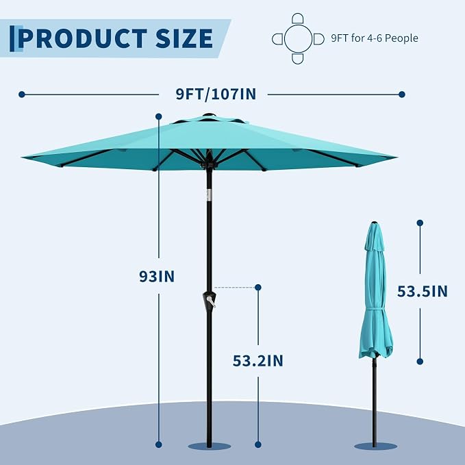 Garvee 9FT Patio Umbrella - Image 3