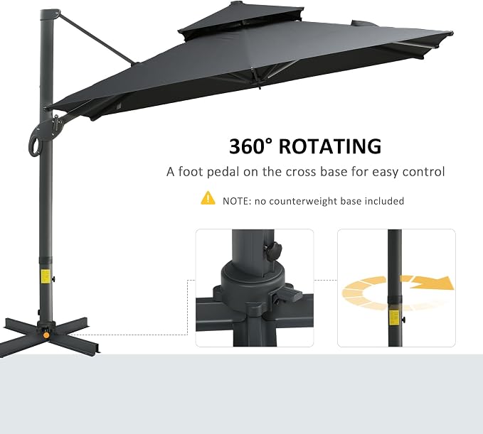 Outsunny 10ft Offset Patio Umbrella, Hanging Cantilever Umbrella, Square Shape - Image 4