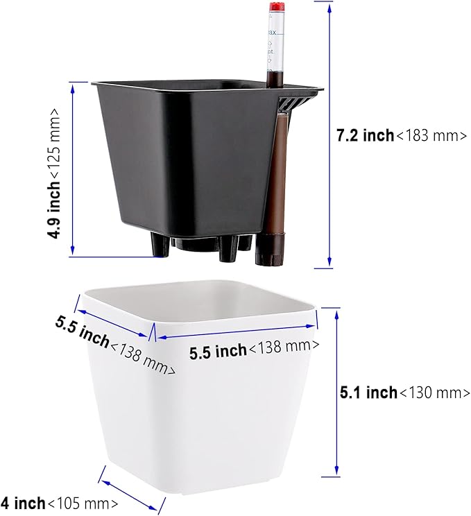 5.5 Inch Self Watering Plastic Planter - Image 2