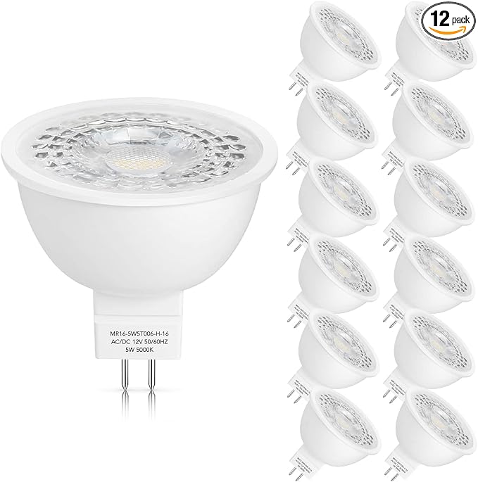 Mlambert 12 Pack MR16 LED Bulbs 50W Halogen Equivalent, 5000K Daylight White by Mlambert