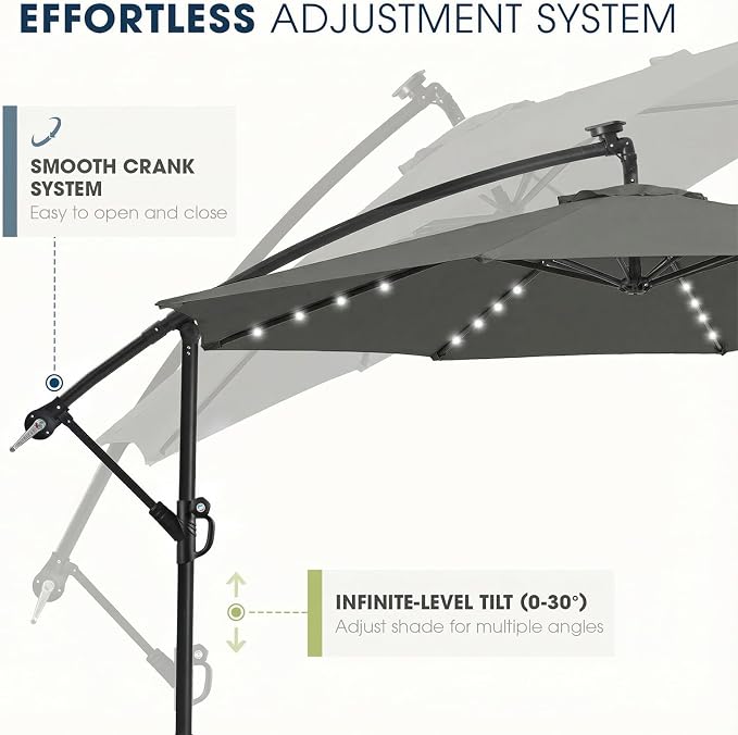 wikiwiki 10ft Solar LED Patio Umbrella - Image 6