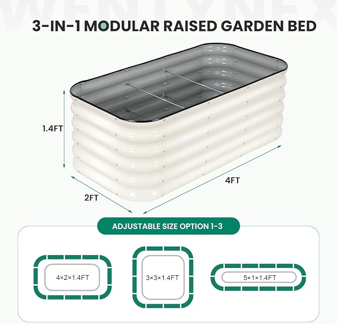 4×2×1.4FT Galvanized Raised Garden Bed Outdoor, Metal Raised Garden Bed Kit - Image 2