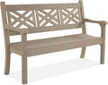 Psilvam 63''W All-Weather Poly Lumber Outdoor Bench – Teak Color, 3-Person by PsilvamGardenFurniture