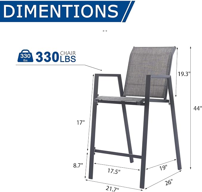 Outdoor Bar Stools Set of 2, Bar Height Chairs - Image 2