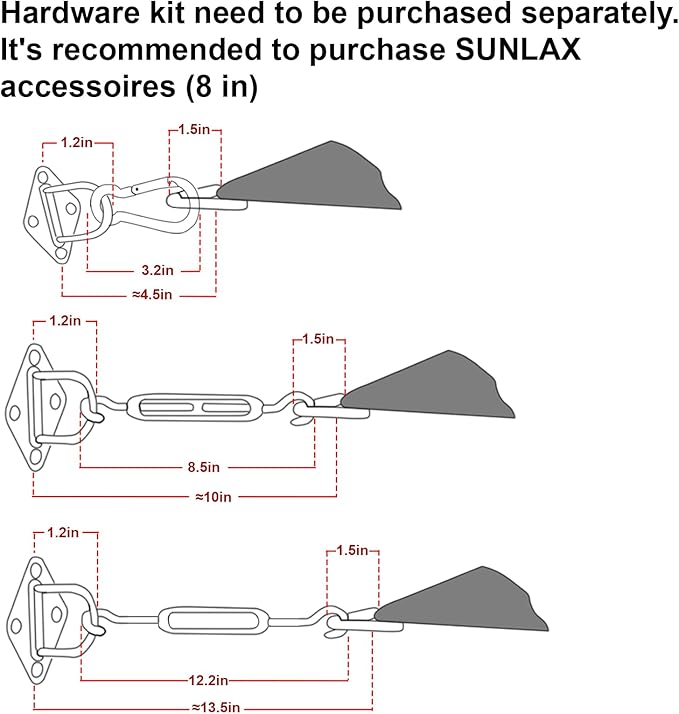 SUNLAX Sun Shade Sail 16' x 20' Brown Rectangle Canopy Sail Shade Cover UV - Image 3