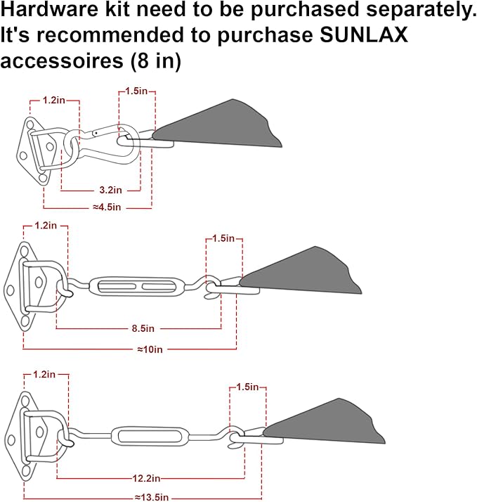 SUNLAX Sun Shade Sail 16' x 20' Turquoise Blue Rectangle Canopy Sail Shade - Image 3