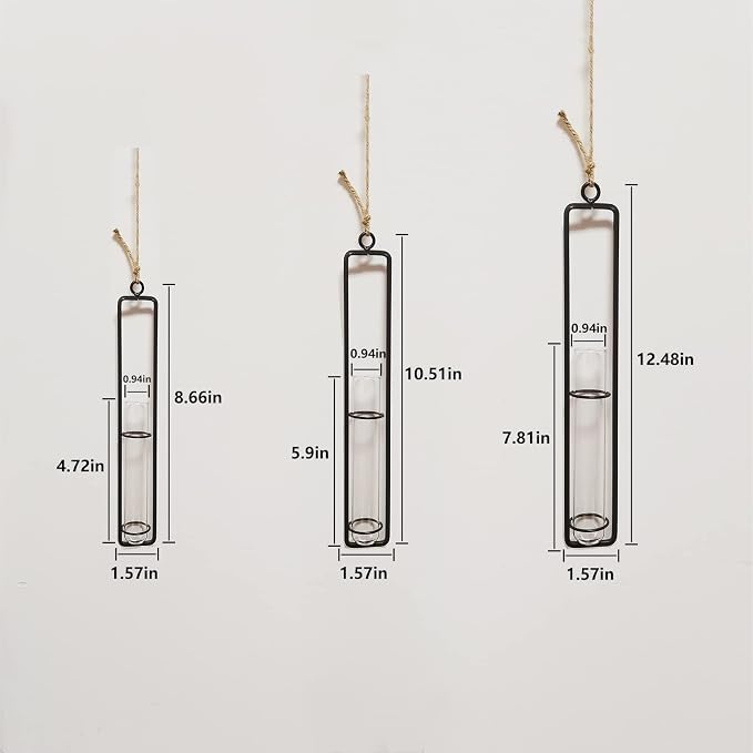3 Pieces Hanging Glass Hydroponic Planter Transparent Test Tube Plant Vase - Image 3