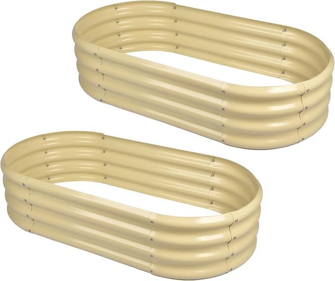 Land Guard 2Pack Galvanized Raised Garden Bed Kit, Galvanized Planter Oval by LandGuard