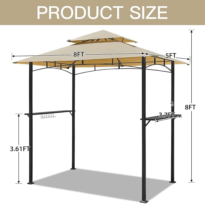 AECOJOY 8' x 5' Outdoor Grill Gazebo Canopy, BBQ Canopy - Image 7