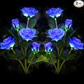 Outdoor Realistic Solar Powered Rose Flower Lights Stake, 2 Pack 10 Rose Solar by GONIMY