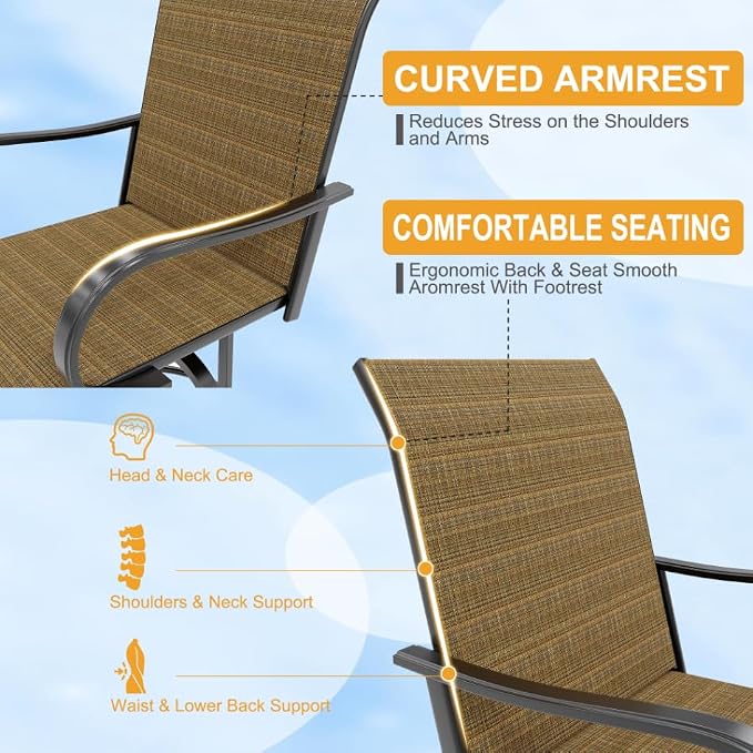 GarveeLife 2 Piece Outdoor Swivel Bar Chairs, Patio High Swivel Bar Stools - Image 5