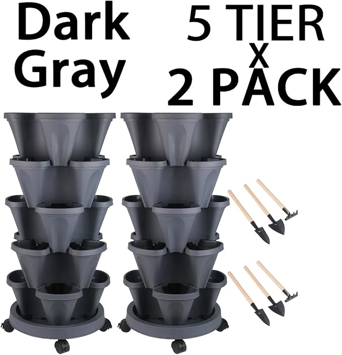 GameXcel Vertical Planter 5 Tier Stackable Planters Garden Planters Strawberry - Image 9