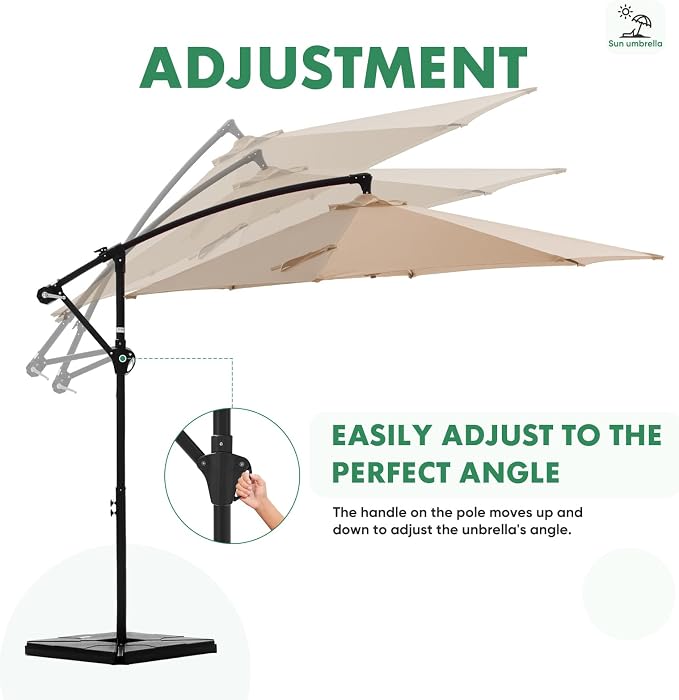 NEWBULIG 10FT Patio Umbrella, Offset Cantilever Outdoor Patio Table Umbrella - Image 5