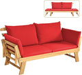 Tangkula Convertible Acacia Wood Patio Couch Sofa Bed by TANGKULA