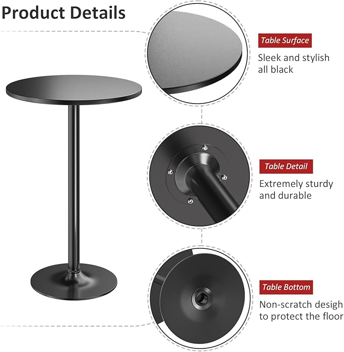 Furmax Bistro Pub Table Round Bar Height Cocktail Table - Image 4
