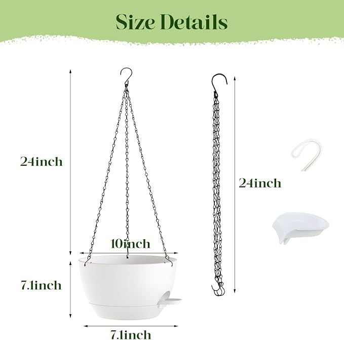 2 Pack 10 Inch Self Watering Hanging Planters - Image 3