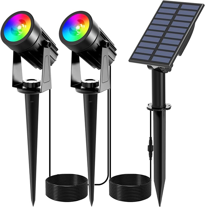 T-SUNUS RGB Solar Spot Lights Christmas, Metal Color Changing Landscape by T-SUNUSLighting