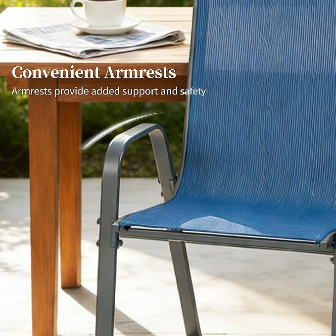 MAMIZO Patio Dining Chairs, Stackable All Weather Teslin Chair, Heavy Duty - Image 8