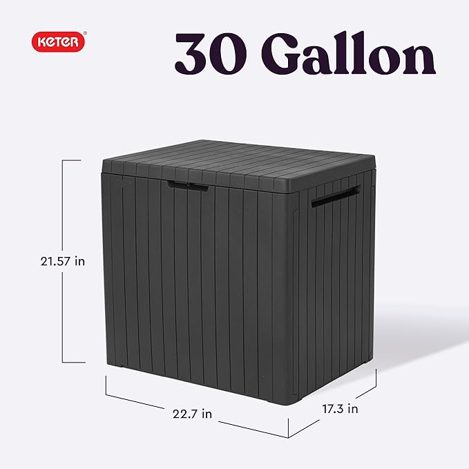 Keter City 30 Gallon Resin Outdoor Storage Box & Patio Side Table - Image 2