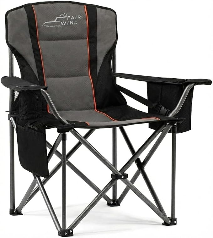 FAIR WIND Heavy Duty Camping Chair, Oversized Padded Folding Chair by FAIRWINDOutdoorEquipment