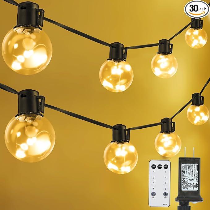 Outdoor String Lights, 25ft 20 LED Bulbs Hanging Patio Lights Dimmable by KEPSTARS