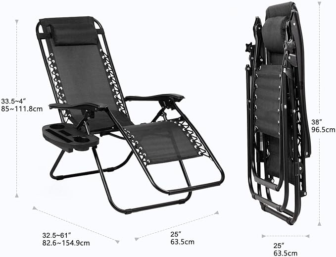 Nazhura Set of 2 Relaxing Recliners Patio Chairs Adjustable Steel Mesh Zero - Image 3