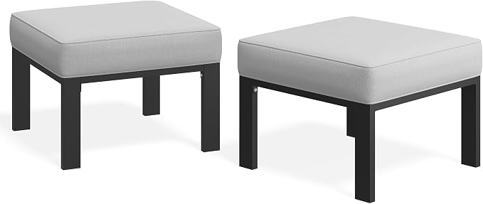 Wisteria Lane Patio Furniture Footstools Metal Ottomans Set of 2, Metal Outdoor - Image 3