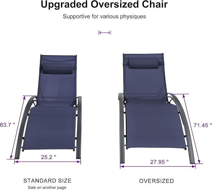 PURPLE LEAF Patio Oversized Chaise Lounge Chair Set - Image 2