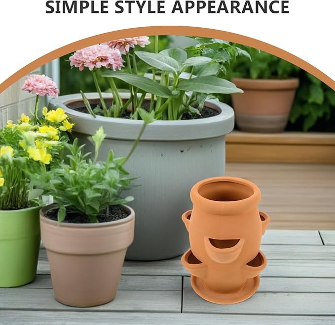 BESTonZON Terracotta Multi Pocket Succulent Plant Pot Lightweight Strawberry - Image 8