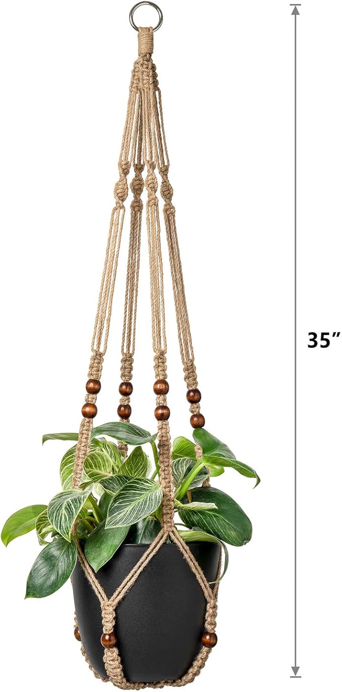 Mkono Macrame Plant Hanger Indoor Jute Hanging Planter Basket - Image 6
