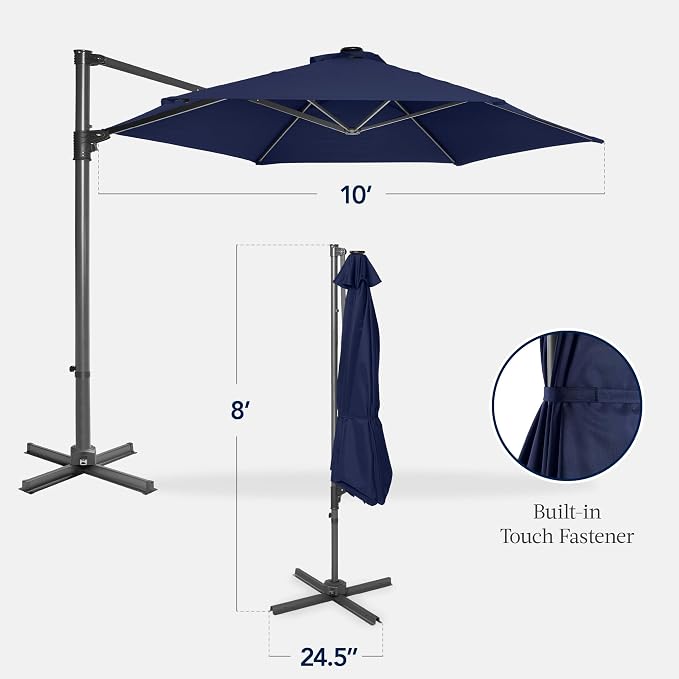 Best Choice Products 10ft Offset Cantilever Hanging Market Patio Umbrella - Image 2