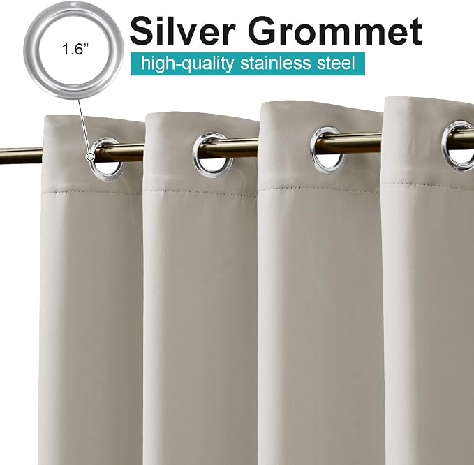 NICETOWN Outdoor Curtains for Patio W100 x L95 inch 2 Pieces, Sun Blocking - Image 2